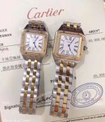 Two Tone Cartier Santos Diamond Replica Watch - Lover watch - Replica